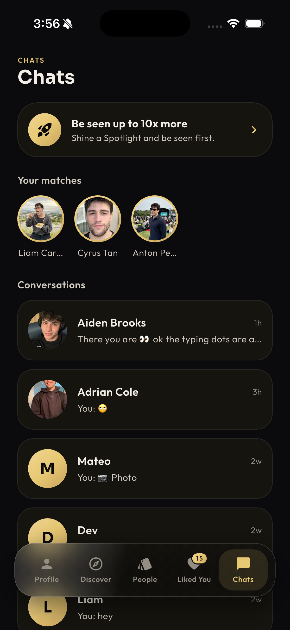 Tint app chats screen